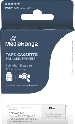 Produktbild von MediaRange Schriftbandka. Brother TZ-151/TZe-151 24mm 8m sw
