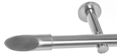 Produktbild von BASIT® Gardinenstange Set Edelstahl Look Metall Ø 19mm zur Wandbefestigung 1-lauf Schräge, Länge wählbar H19E66