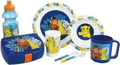 Zdjęcie produktu dla Zastawa dziecięca 7-elementowa, talerz głęboki 16 cm, talerz płaski 22 cm, kubek, bidon, dla dzieci
