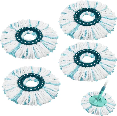 Imagen del producto de Cabezales de fregona de microfibra de repuesto, 4 unidades, compatibles con Clean Twist, para la limpieza de suelos