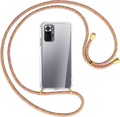 Produktbild von Handykette Backcover-Schutzhülle mit Band (Metall goldfarben) für Xiaomi Redmi Note 10 Pro / Pro Max - Rainbow
