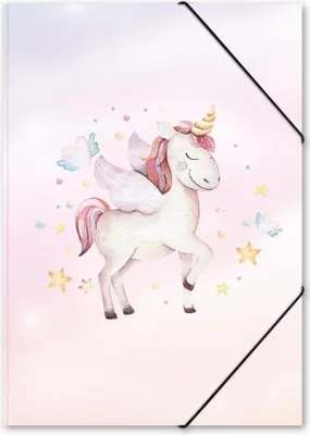 Produktbild von itenga Gummizugmappe Sammelmappe Zeichenmappe A4 PP Motiv EINHORN AQUARELL