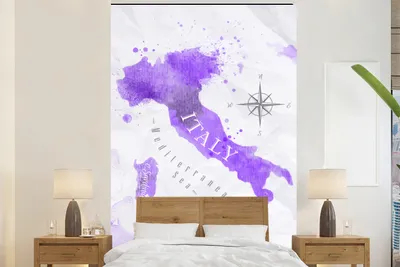 Produktbild von MuchoWow® Fototapete für Wohnzimmer oder Schlafzimmer Wandtapete Vinyl Motivtapete Karten - Italien - Farbe - 155x240 cm - Tapete