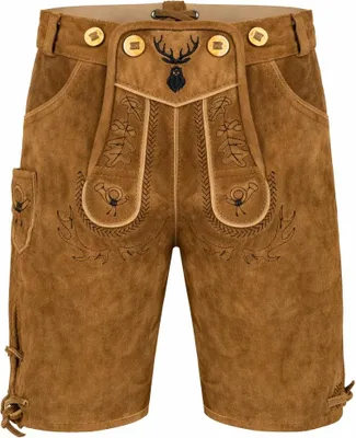Immagine prodotto di PAULGOS Bambini Trachten Lederhose corti - KK2 - Vera pelle - Taglia 86 - 164