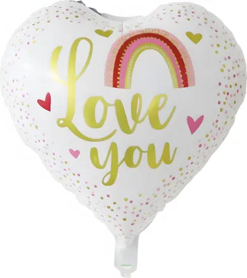 Image de Ballon plastique coeur 45 cm, I love you blanc or