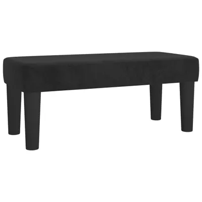 A black velvet bench with four legs, shown against a white background.