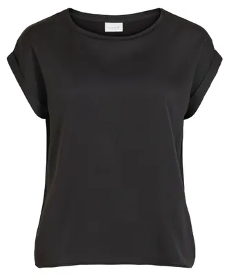 Produktbild von VILA Satin Blusen T-Shirt Kurzarm Basic Glänzendes Oberteil VIELLETTE Größe: 38