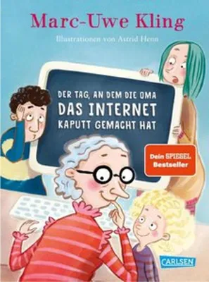 Illustration of a book cover featuring characters interacting with a computer.
