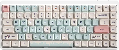 Produktbild von iBlancod Kabellose mechanische Tastatur, 84 Tasten, 2,4 G + BT5.0 + Typ C, 3 Anschluesse, 75 % flaches Layout, Tastaturen, 15 Lichteffekte, 5 Helligkeitsstufen fuer Tablet, Laptop, Smartphone, OUTEMU, blaue Schalter