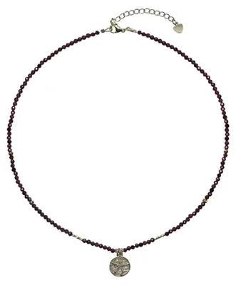 Image de DomiSoul Collier de pierres naturelles, Grenat, Fait à la main, Unique, Pierres 3 mm, plaqué or 14 carats