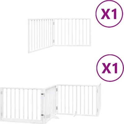 Obrázek produktu pro vidaXL 6dílná brána pro psy s dvířky skládací bílá 480 cm topolové dřevo
