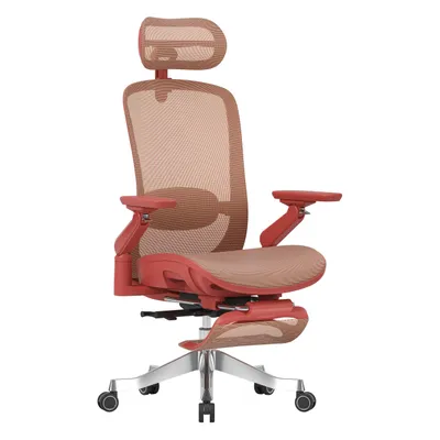 Produktbild von Mark Adler Ergonomischer Bürostuhl Leader 8.7 Chefsessel mit Massagefunktion, Fußstütze, 6D-Armlehnen, 4D-Kopfstütze, Mesh, Rot