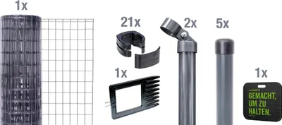 Produktbild von Alberts Fix-Clip Pro Gartenzaun, Höhe 122 cm, Länge 10 m, Zaun-Komplettset zum Einbetonieren, anthrazit