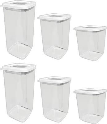 Produktbild von 6er Set Aufbewahrungsbox Vorratsdose 1l 1,3l 1,7l Frischhaltedosen Deckel mit Gummidichtung Müslidose Lebensmittel Vorratsbehälter