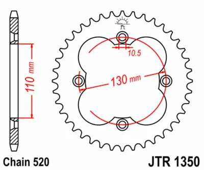Obrázok produktu pre JT Kettenrad 36T, reťaz 520, model JTR1350.36