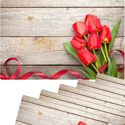 Produktbild von Abwaschbare Tischsets 6er Set Tulpen Blumen & Holz-Optik