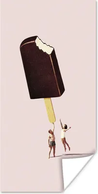 Produktbild von MuchoWow® Poster Eiscreme - Schokolade - Pastell - Vintage 20x40 cm - Plakat - Foto