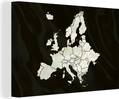 Produktbild von OneMillionCanvasses® - Leinwandbilder - 140x90 cm, Karte - Europa - Schwarz, Wandbilder Kunstdruck Wanddekoration