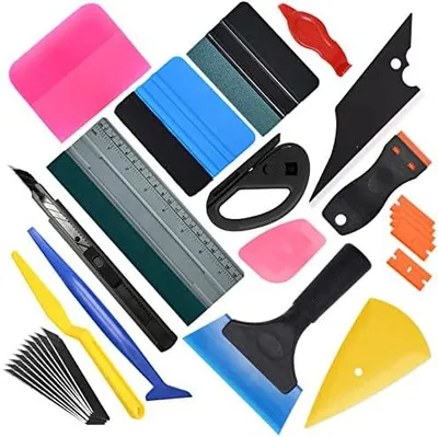 Produktbild von EHDIS Folierungs Werkzeug Set, fš¹r Car Wrapping, Auto Folierung, Window Tint, Klebefolien, mit Rakel Set, Cuttermesser, Schaber, Fensterabzieher