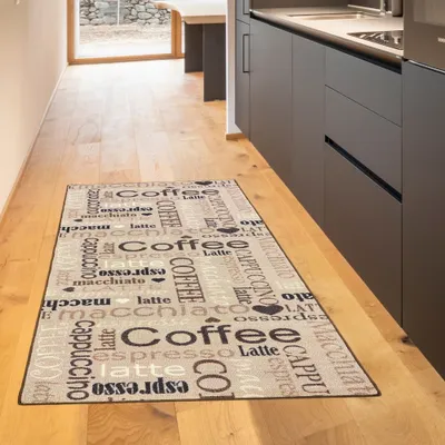 Produktbild von Teppich mit Schriftzug Coffee Cappuccino Größe - 80 x 150 cm