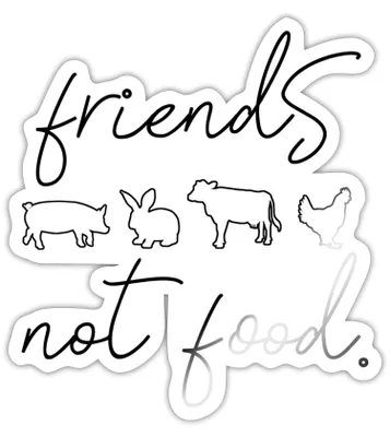 Produktbild von Spreadshirt Friends Not Food Statement Vegetarier Veganer Sticker Aufkleber, 10 x 10 cm, Weiß glänzend