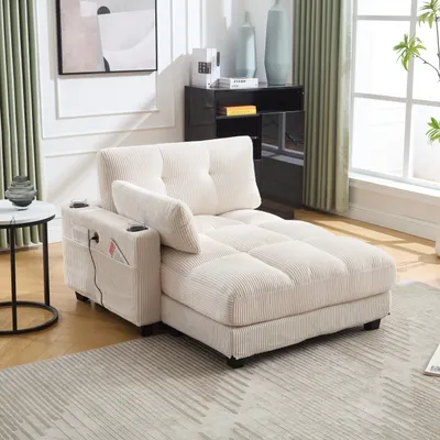 Produktbild von Odikalo Loungesofa Einzelsofa Freizeitsofa Palmensessel handgeländer Taschen Beige
