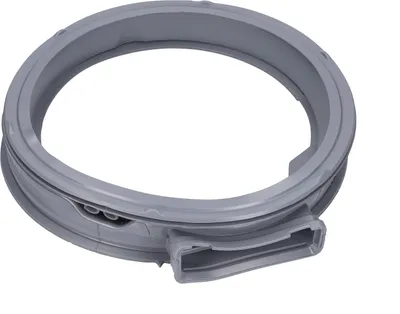 A gray washing machine door seal is shown against a white background.