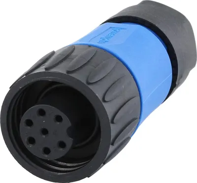 Immagine prodotto di Connettore per cavo Amphenol RD24-KBG maschio diritto con terminale a crimpare, numero di poli 6+PE uscita cavo diritta, campo di serraggio 6,0 mm