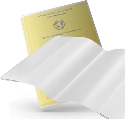 Imagen del producto de 10 fundas transparentes para carnet de vacunación, para pasaportes de vacunación internacionales, funda protectora, para adultos, 135 x 105 mm