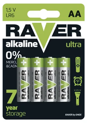 Alkaline Batterien RAVER LR6 (AA), 4 Stk.