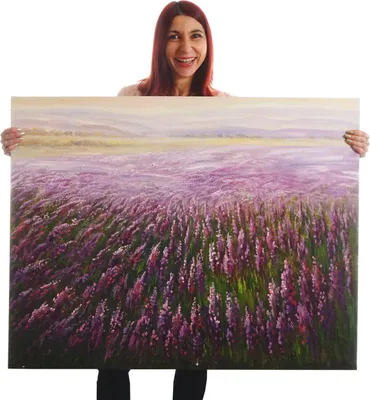 Produktbild von Ölgemälde Blumenfeld, 100% handgemaltes Wandbild Gemälde XL, 100x80cm