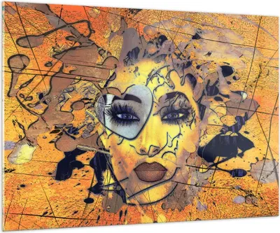 Produktbild von Bilder auf glas - Gesicht Frau - 100x70cm - Glasbilder - Wandbilder - Kunstdruck - zum Aufhängen bereit - Wanddekoration aus Glas - Glas Bilder - Wandbild auf Glas - Einteilig - GAA100x70-3513