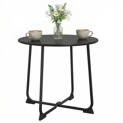 Produktbild von Outsunny Beistelltisch Rund Balkontisch aus Metall für Garten 50x50x45,5cm