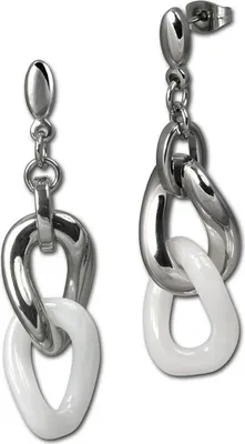 Imagen del producto de Amello, pendientes plateados blancos y brillantes para mujer, modelo D2ESOX06W