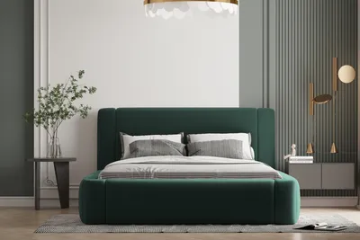 Produktbild von Polsterbett OLAF 180 x 200  mit Matratze, Bettkasten und Lattenrost. Farbe: Grün