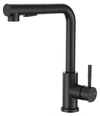Obrázok produktu pre Kúpeľňová batéria čiernej farby s výsuvnou sprchovou hlavicou, otočná o 360°, s 2 režimami prúdu, vyrobená z nehrdzavejúcej ocele SUS304