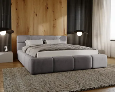 Produktbild von Polsterbett 140x200 cm Oslo, Schlafzimmerbett mit Bettkasten - Doppelbett, Samtstoff Grau (Magic Velvet 2217)