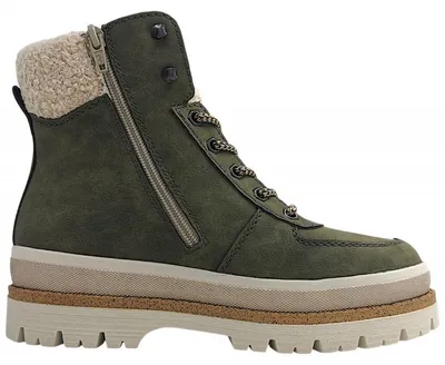 Image de Chaussures de randonnée pour femmes Rieker, bottines à lacets, couleur verte, style décontracté