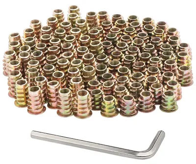 Produktbild von Gewindeeinsätze für Holzmöbel M6 x 10mm & M6 x 15mm Zinklegierung 100 Stück