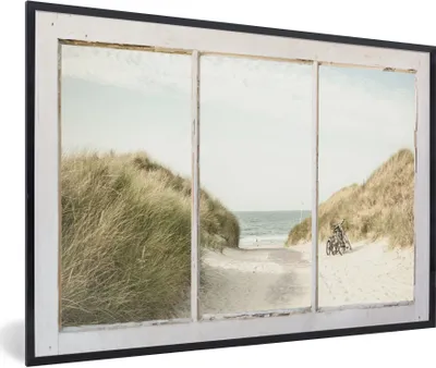 Produktbild von MuchoWow® Gerahmtes Poster Aussicht - Strand - Meer 90x60 cm - Poster mit Schwarzem Bilderrahmen Wandposter Rahmen Foto Bilder - Fotorahmen - Foto-Plakat