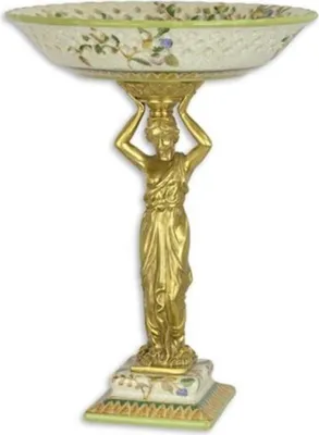 Produktbild von Casa Padrino Luxus Barock Porzellan Schale auf Sockel H. 34 cm