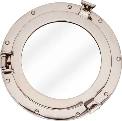 Produktbild von NKlaus 28cm Bullaugenspiegel Aluminium vernickelt Wandspiegel Nautische Deko Maritim 15002