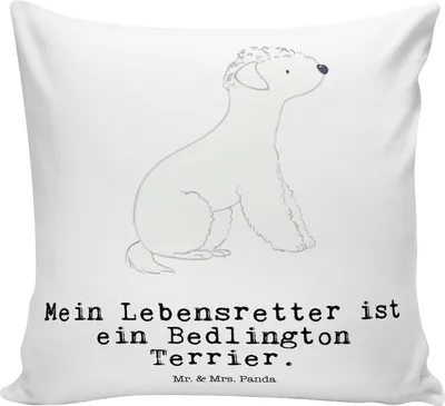 Produktbild von Mr. & Mrs. Panda Kissen 40x40 Bedlington Terrier Lebensretter - Weiß - Geschenk, Kuschel, zierkissen, Kuschelkissen, Polster, Deko, couchkissen