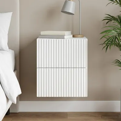 Produktbild von vidaXL Wandmontierter Nachttisch Weiß 33 x 34,5 x 40 cm Holzwerkstoff