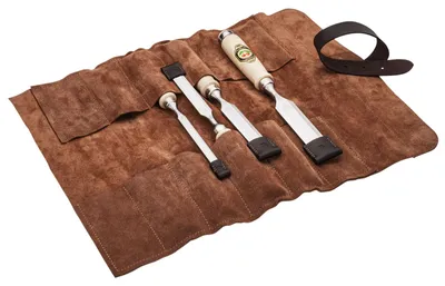 Produktbild von Kirschen Stechbeitelsatz Breite 10 16 20 26 mm in Lederrolltasche Weißbuchenheft - 1151000