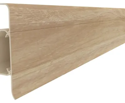 Produktbild von VILO PVC Sockelleiste ESQUERO 637 - 2,5m Premium Fußleiste mit Kabelkanal - Wasserfest und Stoßfest - Montagefertig für Laminat Vinyl und