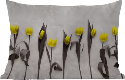 Produktbild von MuchoWow® Outdoor Kissen - Blumen - Tulpen - Marmor - 60x40 cm - Wetterfest - Lounge Kissen - Zierkissen - Kissen für Innenräume