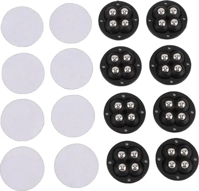 Produktbild von 8 Stück selbstklebende Lenkrollen 4 Stahlkugeln 360 Grad Drehung Geräterollen für Aufbewahrungsbox Kaffeemaschine Mülleimer Schwarz