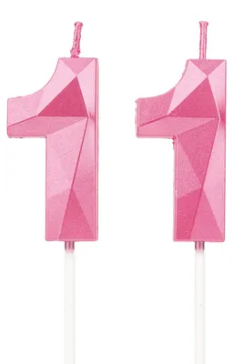 Productafbeelding van Verjaardagskaarsen met cijfer 11 in het roze