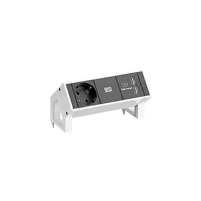 Image de BACHMANN DESK2 1xCEE7/3 USB Charger, courant 0,2m GST18 RAL9010